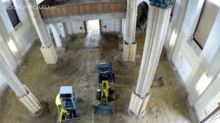 Bauarbeiten in der Marienkirche für das Musikzentrum Bochum