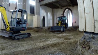 Bauarbeiten in der Marienkirche für das Musikzentrum Bochum