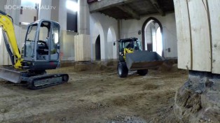 Bauarbeiten in der Marienkirche für das Musikzentrum Bochum