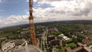 Exzenterhaus Bochum Baukran, Baustelle, Kranführer Sicht über Bochum