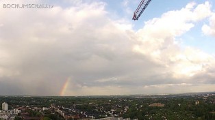 Exzenterhaus Bochum Baukran, Baustelle, Kranführer Sicht über Bochum