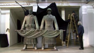 Der Kopf des Soldaten vom Kriegerdenkmal in Bochum-Langendreer